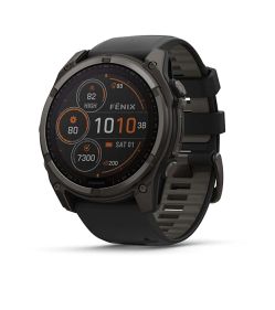 Garmin FENIX 8 - 47 MM, SOLAR, SAPPHIRE CARBON GRAY DLC TITANIUM WITH BLACK/PEBBLE GRAY SILICONE