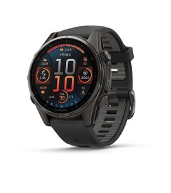Garmin FENIX 8 - 43 MM, AMOLED, SAPPHIRE CARBON GRAY DLC TITANIUM WITH BLACK/PEBBLE GRAY SILICONE